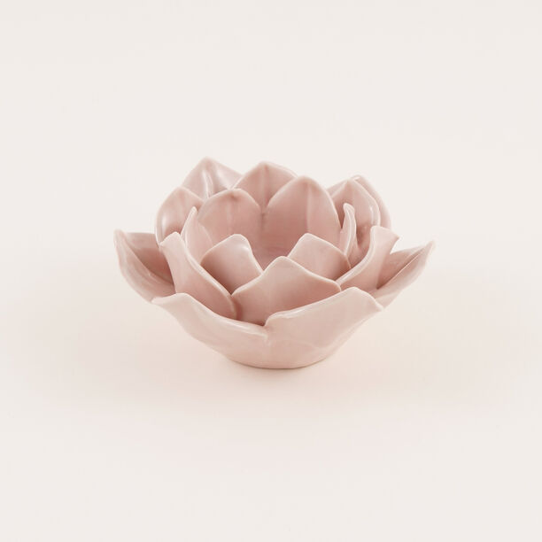 Homez Peaceful Peach Tea Light Holder Blush Pink 10.5*11.5*4.8 Cm image number 0