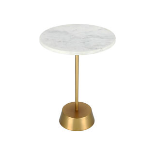 SIDE TABLE GOLD BASE WHITE MARBLE