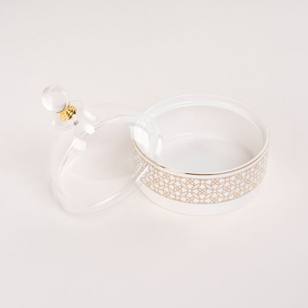 Dallaty white porcelain date bowl with lid 12.6*12.6*14 cm image number 2