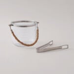 La Mesa glass ice bucket with metal tong and rope handle 13*13*11.5 image number 0