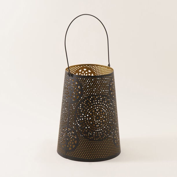 Homez Zahra Collection Lantern, Black & Gold, 22.8*22.8*30.5 Cm image number 0