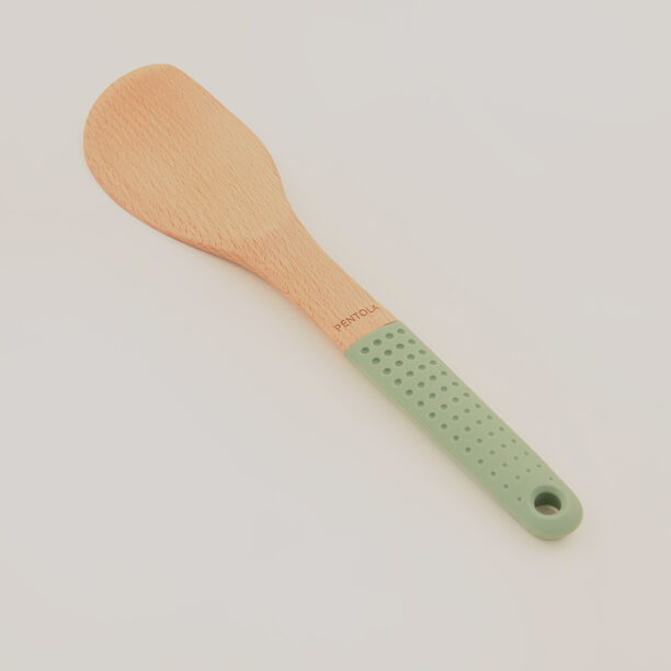 Pentola wood rounded spatula, silicone handle, green 30*6.8*1.5 cm image number 0