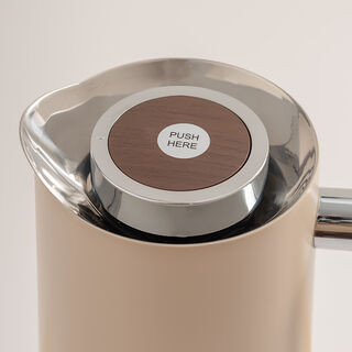 Dallaty 1L beige steel vacuum flask with wooden handle