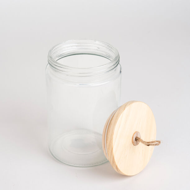 Alberto Glass Canister With Wooden Lid And Hemp Rope 1700Ml image number 1