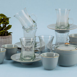 Arabic Tea Glass Set 20 Pieces Tiffany Color