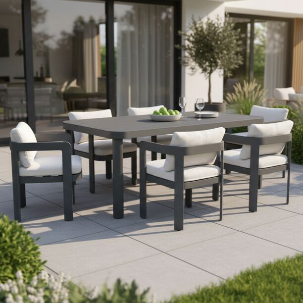 Homez Aluminum Outdoor Dining Table With Fabric Cushion, Grey image number 0