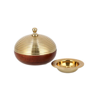 Date Bowl Wood With Steel Tamar Gold