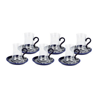 Dallaty blue glass and porcelain Tea and coffee cups set 21 pcs