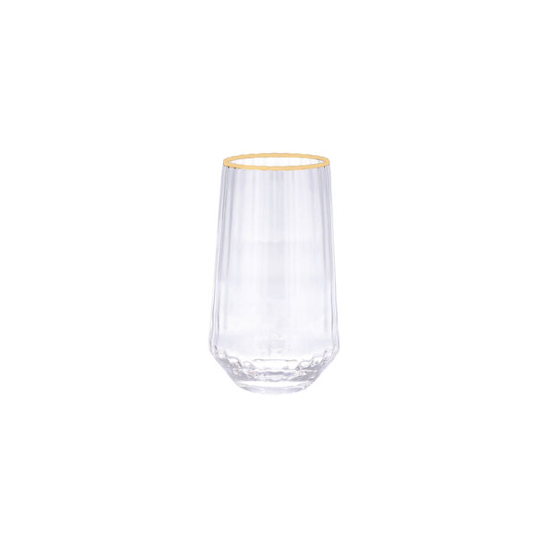 Set Of 4 Clear Ribbed Tumbler With Gold Rim image number 3