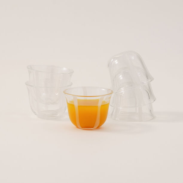 Dallaty 6pcs glass arabic coffee cups with white lines image number 0