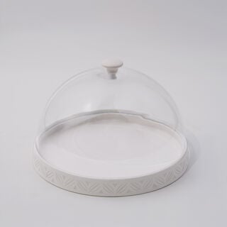 La Mesa Porcelain Serving Plate with Glass Lid 25*25*3 cm