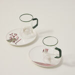 Dallaty white porcelain and glass Tea and coffee cups set 18 pcs image number 2
