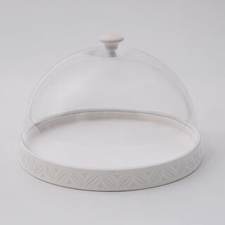 La Mesa Porcelain Serving Plate with Glass Lid 25*25*3 cm