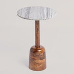 Homez Marble And Wood Side Table 35.5*35.5*53.34Cm image number 0