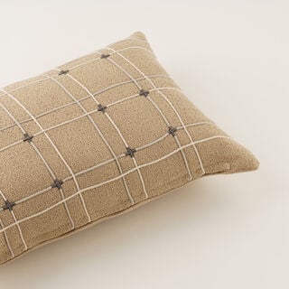 Homez Beige Grid Rectangular Cushion Cover, 30*45Cm