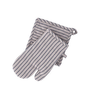 Alberto Gray with Dark Blue Stripes Pot Holder & Oven Mitt