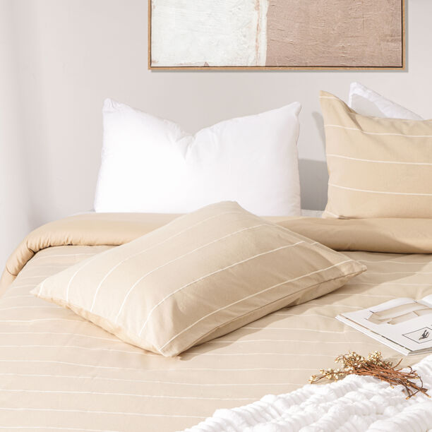Taupe striped comforter set 2 pcs twin size 1* 180*200cm comforter + 1 50*75 pillow cover image number 0