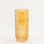 "Homez dark brown diamond pattern glass vase 15*15*34.3 cm image number 1