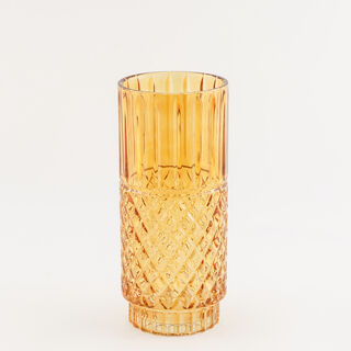 "Homez dark brown diamond pattern glass vase 15*15*34.3 cm