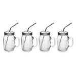 Alberto 4 Pieces Glass Mug Set With Metal Straw image number 0