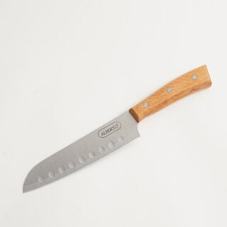 Alberto stainless steel santoku knife 7" with wooden handle, brown