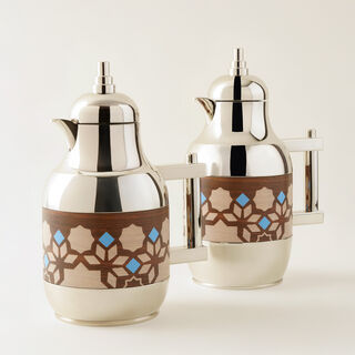 دلتي طقم دلة خشب قطعتين 1 لتر+ 1 لتر