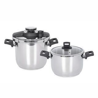 Alberto Pressure Cookers Set 2 Pieces With Black Handles