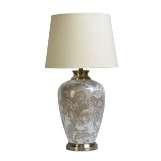 Table Lamp Grey Flower Gold