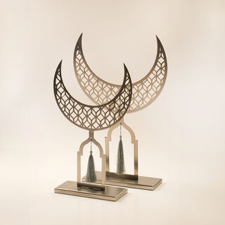 هومز ديكور رمضاني معدني بتصميم هلال، فضي 33*8*28سم
