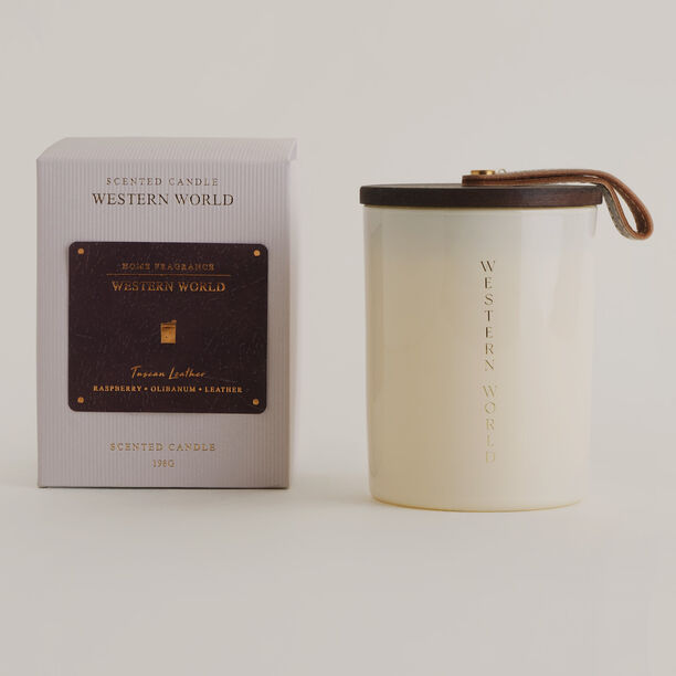 Homez tuscan leather scented candle in jar 198g image number 0