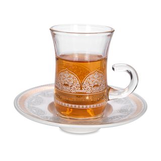 طقم شاي و قهوة عربي 20 قطعة لون أبيض