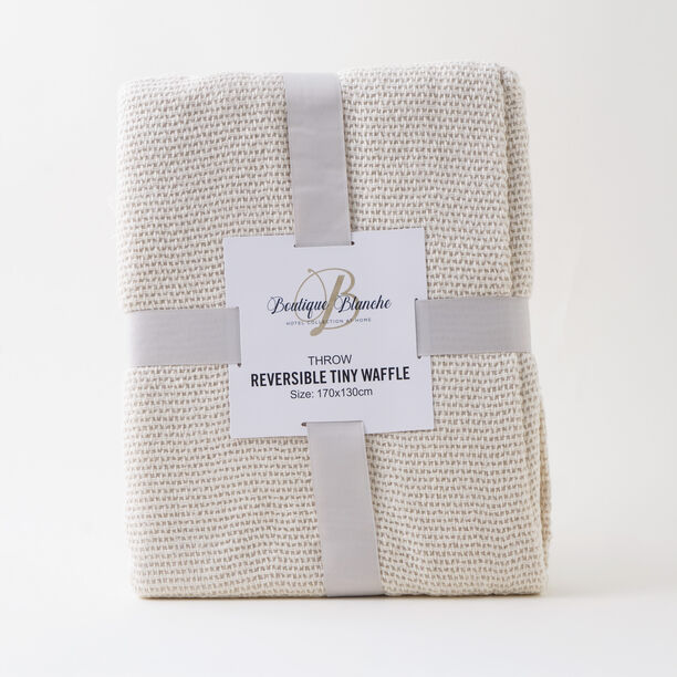 كوتاج بطانية منسوجة 100% أكريليك قابلة للعكس 130*170سم، بيج image number 0