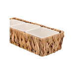 3Pcs Porcelain Square Dish With Rattan Basket image number 1