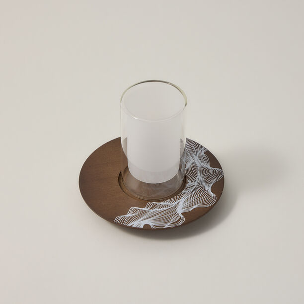 Dallaty wood and glass Tea and coffee cups set 18 pcs image number 2