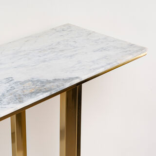 Stainless Steel Console With Marble Top Gold 120*38*80 cm
