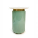 هومز طاولة جانبية زجاج بسطح رخامي، أخضر 55*48سم image number 0