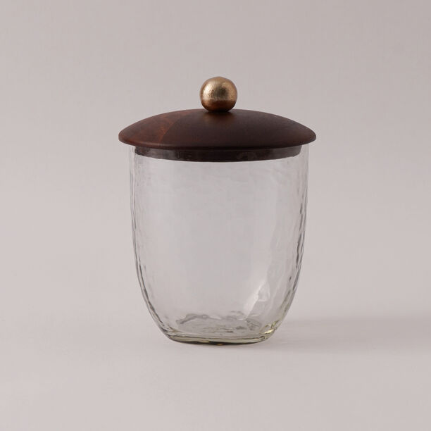 هومز برطمان زجاجي وغطاء خشب بتصميم منحني 10*10*12سم image number 0