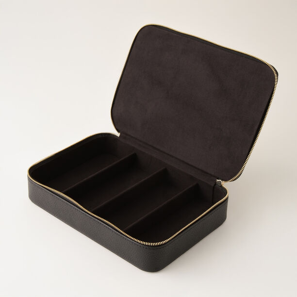 Homez black faux leather sunglasses organizer 4 divisions 24.1*16.5*5.1cm image number 2