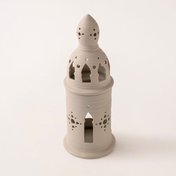 Homez beige ceramic candle holder 13.5*13.5*35.2 cm image number 2