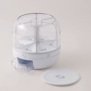 Alberto plastic multi grain dispenser with a rotating lid, white 7kg