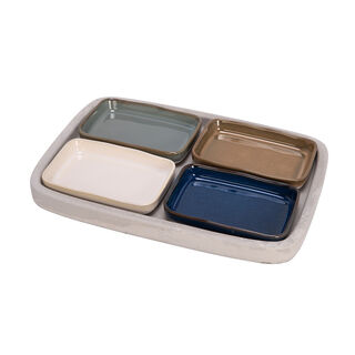 4 Pcs Nuts Bowl On Grey Wood Tray