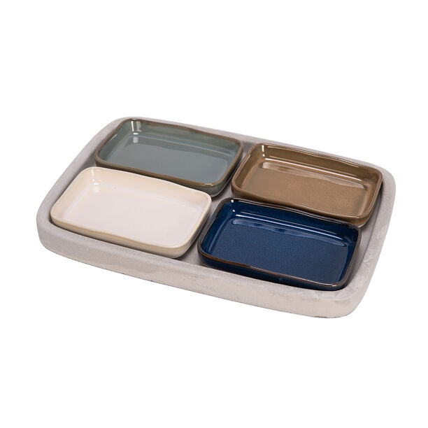 4 Pcs Nuts Bowl On Grey Wood Tray image number 0