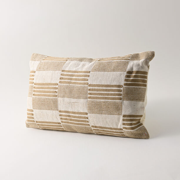 Boutique Blanche textured cotton embroidered cushion image number 0