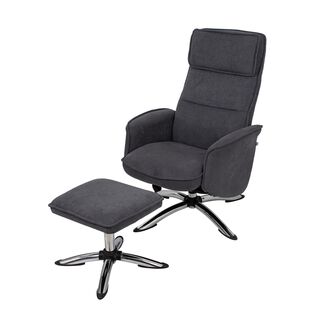Recliner Chair With Stool Dark Grey