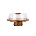 Billi wooden cake stand with acrylic lid 30.5*30.5*6 cm image number 0