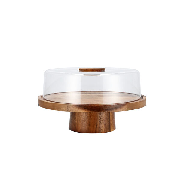 Billi wooden cake stand with acrylic lid 30.5*30.5*6 cm image number 0