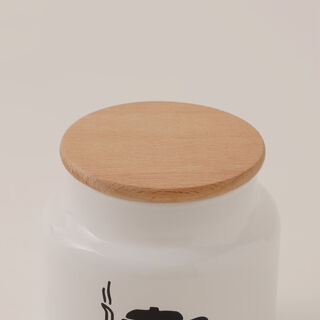 Glass tea jar 635ml with wooden lid in white