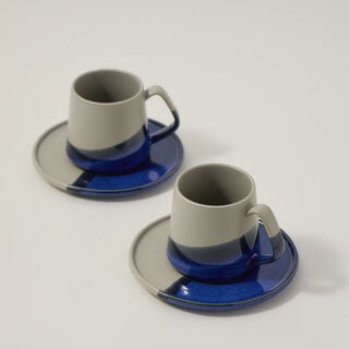 Grey and blue porcelain English tea cups set 13 pcs