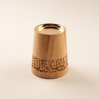 Homez Wooden Candle Holder Ramas Collection, Beige 10.5*10.5*10.5Cm