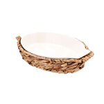 Porcelain Oval Dish With Rattan Basket image number 2